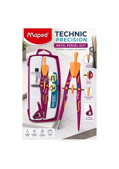 Metal Pergel Seti 3 Parça 1 Adet Maped Technic 291013 Precision Profesyonel Pergel Çizim Matematik Geometri Mimari