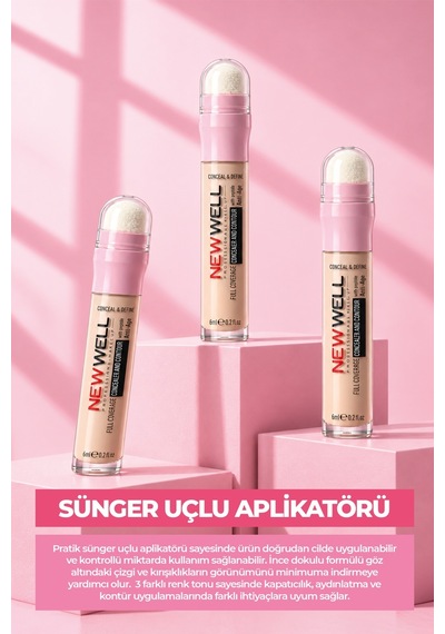 Full Coverage Concealer & Contour Sünger Uçlu Kapatıcı & Kontür 01 6 Ml Pink