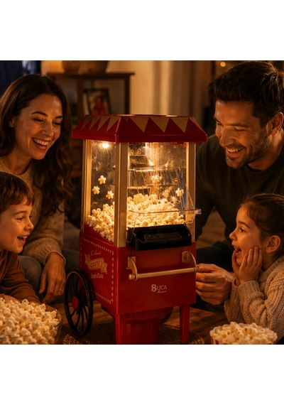 Sıcak Hava Popcorn Makinesi Yağsız Mısır Patlatıcı Nostaljik Tasarım Renkli