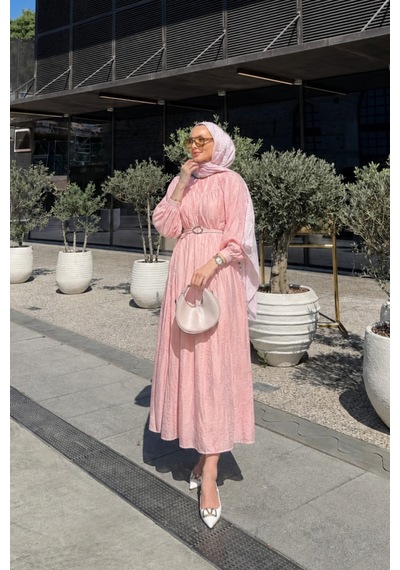 Riella Butik Vessa Tesettür Elbise Pembe