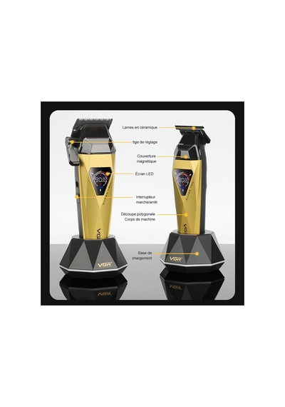 Tıraş Makinesi Seti V-877 S3 - Profesyonel 3'lü 9000 Rpm Dlc Bıçak - Sarı