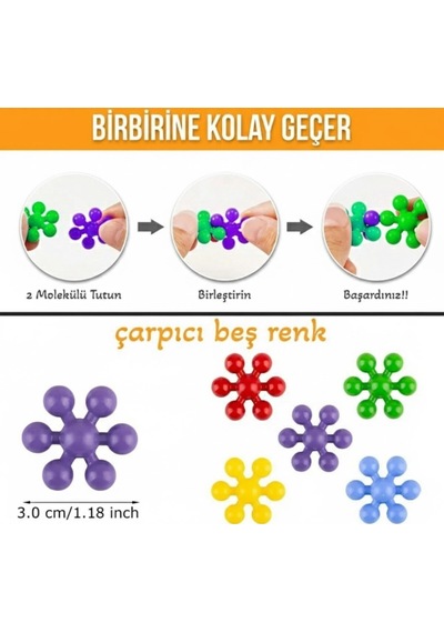 Master Molecules Eğitici Yaratıcı Molekül Stem Eğitimi Uyumlu 5 Renk 120 Parça Eğitici Oyuncak