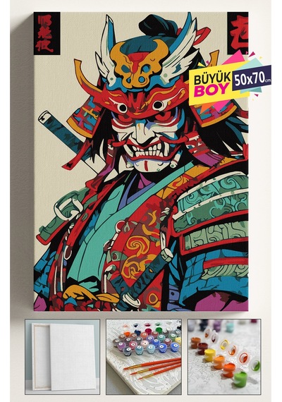 Sayılarla Boyama Seti Numaralı Tuval Fırça Boya Dahil Kasnaklı Set 50x70 Cm - Samuray