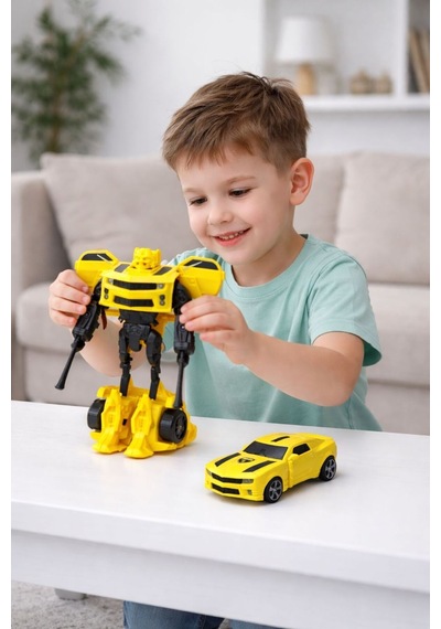 Arabaya Dönüşen Robot Oyuncak Dönüştürülebilir Aksiyon Figürü Sarı