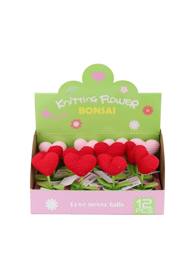 Nessiworld Fl-7 12li Kroşe Örgü Saksıda Kalp Pembe