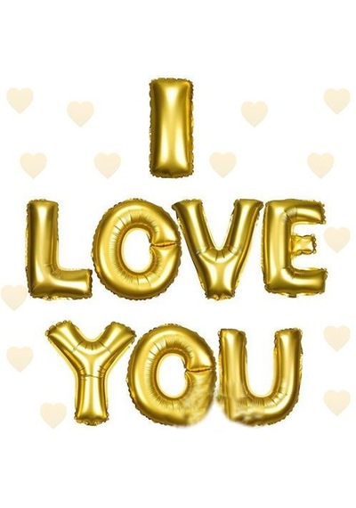 I Love You Folyo Balon Altın Renk 35 Cm 4801 Çok Renkli