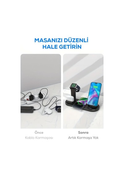 4'ü 1 Arada Kablosuz Şarj İstasyonu - Telefon, Akıllı Saat Ve Kulaklık İle Uyumlu, Chrmk12851 Çok Renkli