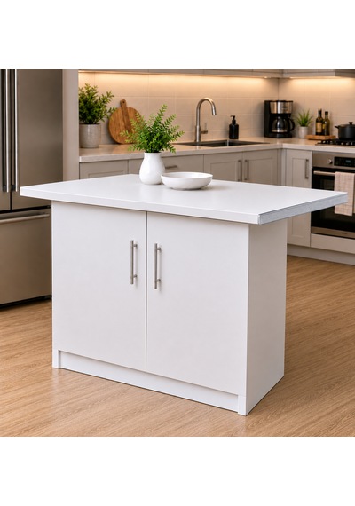 Tork Mutfak 2 Kapaklı Mutfak Adası-alt Modül 130 Cm - Çok Amaçlı Dolap -beyaz Laminat Tezgah Dahil Tork Mutfak 2 Kapaklı Mutfak Adası-alt Modül 130 Cm - Çok Amaçlı Dolap -beyaz Laminat Tezgah Dahil