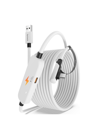 5m Usb 3.0 Vr Link Kablosu Meta Quest 3s/3/quest 2 Uyumlu Ekstra Şarj Portlu Beyaz