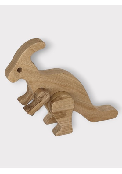 Cwwtoys Bumpy Boyasız Ahşap Dinozor Oyuncağı, Masif Kayın, 18 Ay+