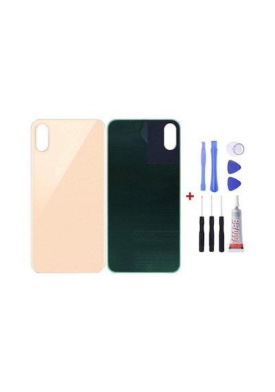 Apple Uyumlu iPhone Xs Gold Arka Cam Kapak Pil Kapağı Tamir Set B7000 Set Gold