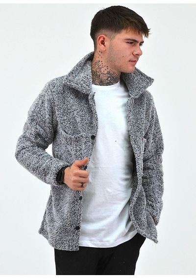 Beybun Boutique Unisex Peluş Polar Hırka Ceket Kılçıklı Gri