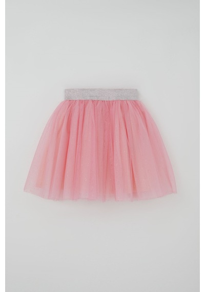 Breeze Kız Çocuk Tütü Etek Simli Bel Kısmı Lastikli 5-10 Yaş , Pembe