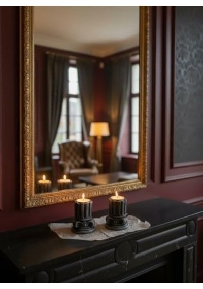 Mireva Yunan Sütunu Taş Mumluk Seti 2'li 9 Cm Tealight Şamdan, Dekoratif Obje Çok Renkli