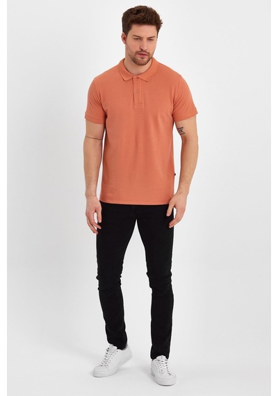 Nemonti Premium Penye Polo Yaka T-shırt Aprıcot Crush
