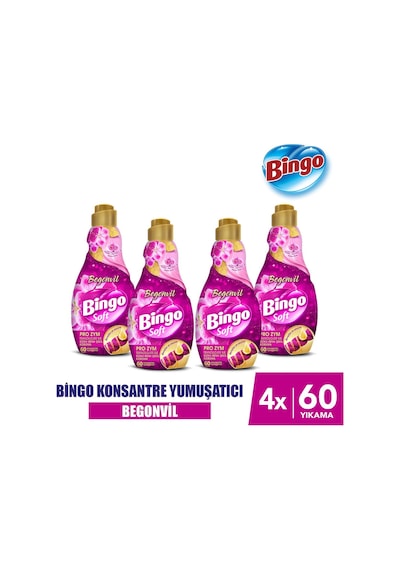 Bingo Soft Konsantre Çamaşır Yumuşatıcısı Begonvil 4 x 1440 ML