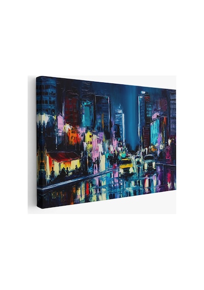 New York Gece Manzarası Yağlıboya Dekoratif Duvar Tablosu