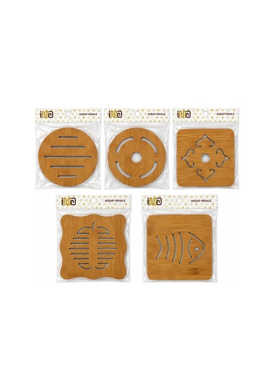 Kare 16.4x16.4cm - Yuvarlak:16.4cm Mıx Desen Bambu - Ahşap Nihale - Herhangi Bir Model Gönderilir Bx40 Rekli