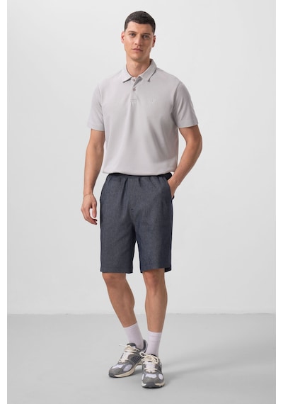 Tommylife Kot Lacivert Standart Fit Dokuma Hafif Esnek Chino Şort - 81290 Kot Laci