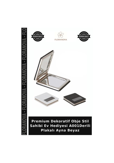Premium Dekoratif Obje Stil Sahibi Ev Hediyesi A001derili Plakalı Ayna Beyaz