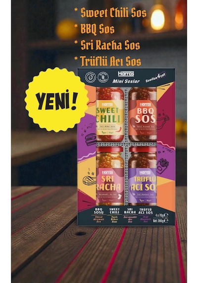 Mini Sos 4'lü 280 G Sweet Chili Sos,bbq Sos,sri Racha Sos,trüflü Acı Sos