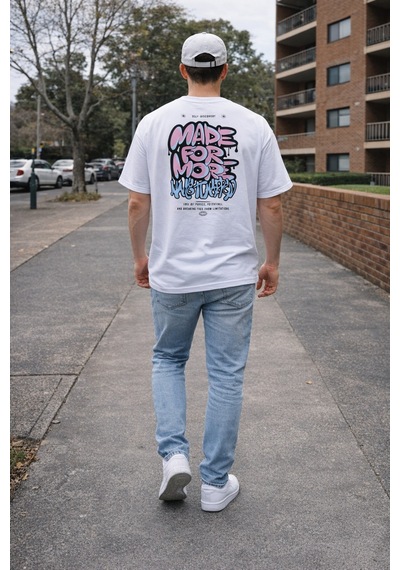 Herkesemoda Made For More Yazı Detaylı Basic T-shirt Beyaz