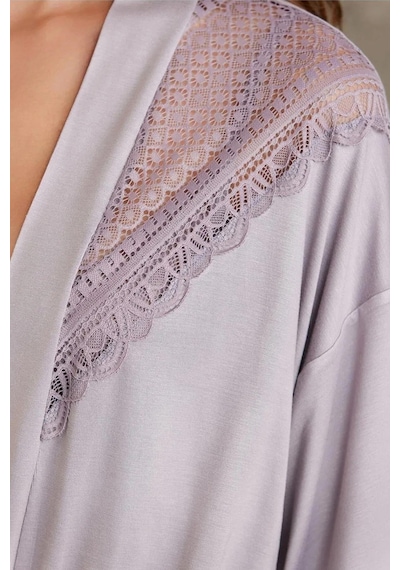 Pierre Cardin 2820 Kadın Penye Dantelli Sabahlıklı Pijama Takım-royal Royal