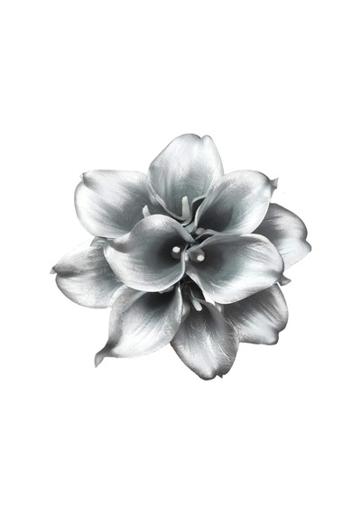 Yapay Çiçek Gümüş Renk Gala Eva Malzeme Silver Cala Flower 8li Demet