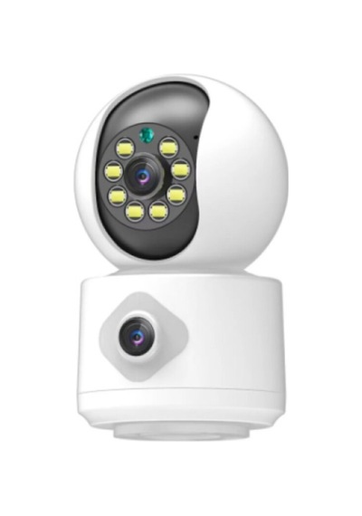2 Adet Çift Lensli İç Mekan Wi-fi Kamera 2 Mp + 2 Mp Çift Lens, 2.4 Ghz Kablosuz Ev Ofis Bebek İzleme, Dual Lens Camera Sarı