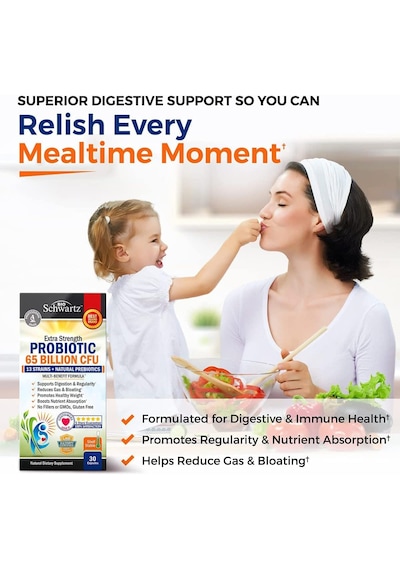 Bioschwartz Probiotic 65 Billion Probiotics With Prebiotic For Women & Men - Lactobacillus Acidophilus Digestive Health 30 Caps Aromasız Bioschwartz Probiotic 65 Billion Probiotics With Prebiotic For Women & Men - Lactobacillus Acidophilus Digestive Health 30 Caps Aromasız
