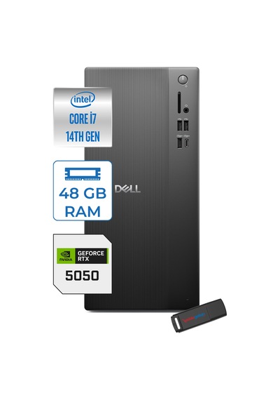 Dell Tower Essential QVT1260 BTO-01400724P17-126000724P17 i7-14700 48 GB 512 GB SSD RTX5050 W11P Masaüstü Bilgisayar + USB Bellek