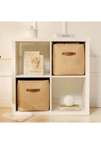 Textie 2'li Jüt Sepet Set 30 X 30 X 30 Cm Açık Ahşap