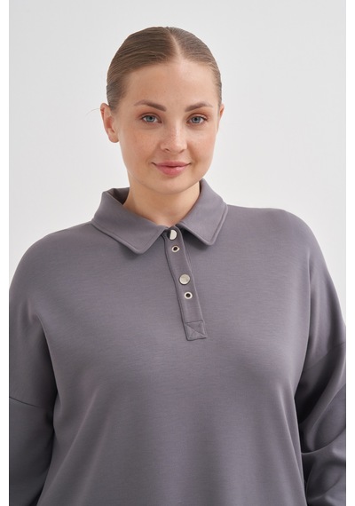 Aker 24aw15782112 Büyük Beden Sweatshırt 24aw15782112 012 Gri Gri
