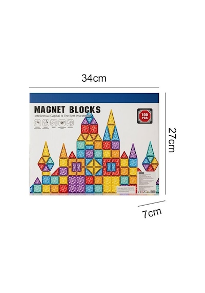 100 Parça Renkli Geometrik Şekilli Manyetik Yapı Blokları 3 Boyutlu Mıknatıslı Yapı Oyun Seti