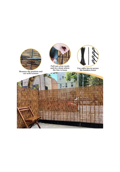 Bambu Gizlilik Çit, 50 160 Cm Yüksekliğinde, Dekoratif Çit Rulosu, Bambu Perde, Dış Mekan Flanşlı, Veranda,