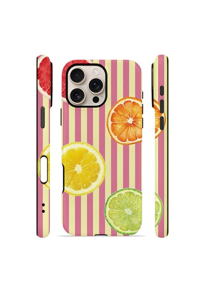 Apple iPhone Uyumlu 16 Pro Max Vorian Çift Katmanlı Kılıf Citrus Fiesta Stripe