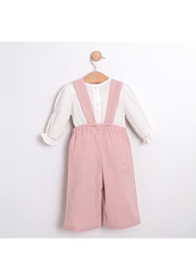 Cumino Kız Bebek Gömlekli Pantolonlu Tulum Takımı Cmn-3754 Pembe