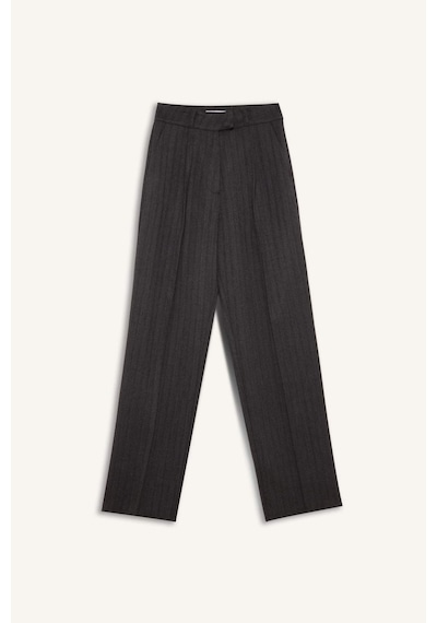 Defacto Sorbe x DeFacto Straight Fit Pantolon Yüksek Bel Çizgili Düz Paça Cepli D9921AX24AU Antrasit