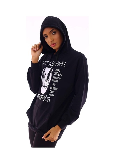 Gugus Unisex Basic Kapüşonlu Sweatshirt Siyah