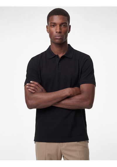 Koton Pamuklu Kısa Kollu Pike Kumaş Düğmeli Polo Yaka Slim Fit Tişört Siyah 6sam10293mk