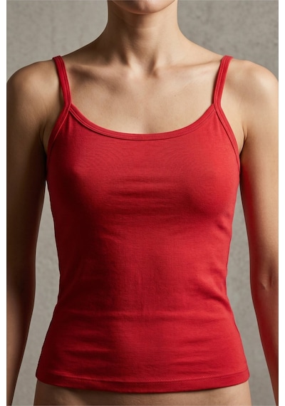Aura Collections Kadın Pamuklu Slim Fit Askılı Atlet Yumuşak Soft Örme Basic İç Giyim Vücuda Oturan Kırmızı