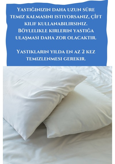 Elyaf Sepeti 2 Adet Pamuk Yastık %100 Pamuk Dolgulu 50x70 cm Beyaz