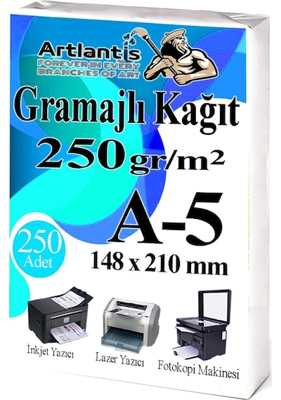 A5 Gramajlı Fotokopi Kağıdı 250 Adet 250 Gr Sertifika Kağıdı Kalın Kağıt Baskı Tüm Yazıcılara Uyumlu 14.8x21cm Ofis Büro