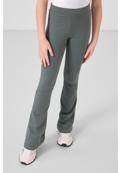 Tommylife Beyaz-haki Pamuklu O Yaka Standart Fit Basic İspanyol Paça Kız Çocuk Tayt Takım - 75192 Beyaz