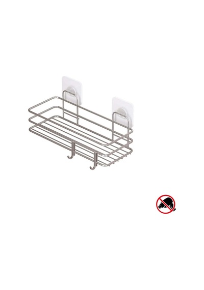 Teknotel Yapışkanlı Kancalı Banyo Rafı Silver St117H Gümüş