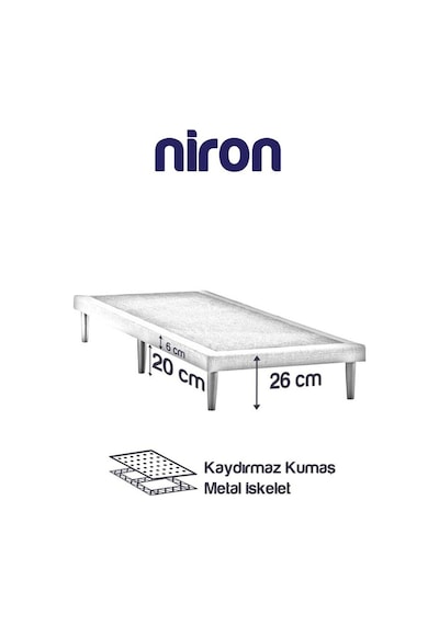 Niron Slim Karyola - 90x200 Tek Kişilik Baza - Metal İskeletli, Yüksek Ayaklı Ve Keten Kumaşlı
