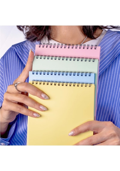 Dream Notes Üst Spiralli 4 Farklı Renk Çizgisiz A5 Defter Seti Sarı - Mavi - Pembe - Yeşil