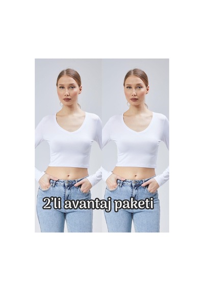 Virago 2'li Soft Touch V Yaka Crop Uzun Kol Bluz/body Beyaz - 687153492 Beyaz - 687153492 Beyaz Virago 2'li Soft Touch V Yaka Crop Uzun Kol Bluz/body Beyaz - 687153492 Beyaz - 687153492 Beyaz