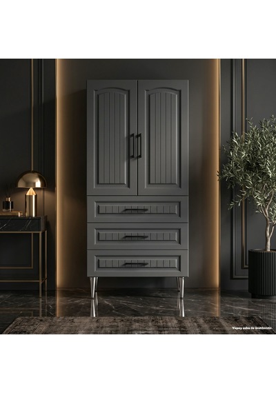 Arles Çok Amaçlı Dolap 60 Cm 2 Kapak 3 Çekmece Soft Antrasit - Çok Amaçlı Mutfak Dolabı Beyaz Arles Çok Amaçlı Dolap 60 Cm 2 Kapak 3 Çekmece Soft Antrasit - Çok Amaçlı Mutfak Dolabı Beyaz