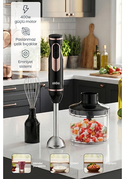 Sinbo SHB-7529 Çok Fonksiyonlu El Blender Seti